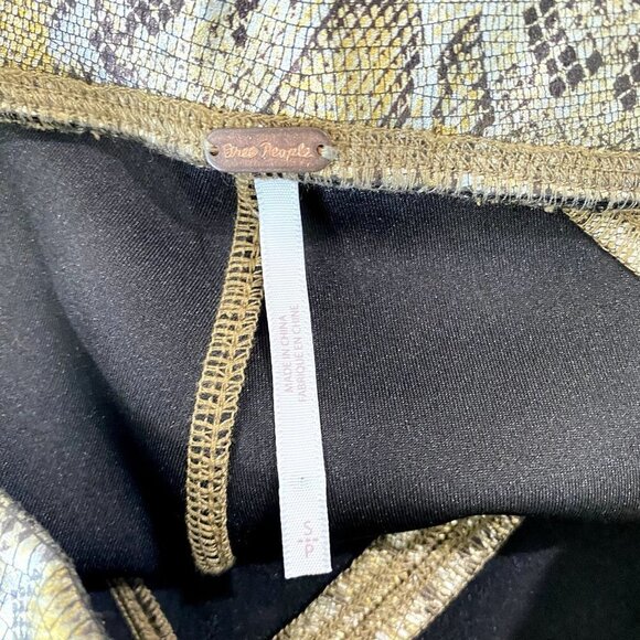 Free People Rio Snakeskin High Rise Skinny Pants Leggings Gold S - Picture 2 of 9